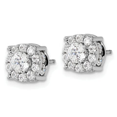 14k White Gold 1 1/2 carat Lab Grown Diamond VS/SI+ G+ Complete Round Fashion Halo Post Earrings