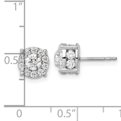 14k White Gold 1 1/2 carat Lab Grown Diamond VS/SI+ G+ Complete Round Fashion Halo Post Earrings
