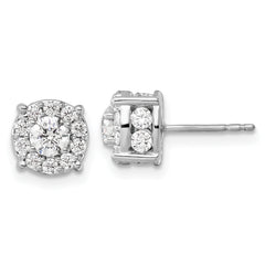 14k White Gold 1 1/2 carat Lab Grown Diamond VS/SI+ G+ Complete Round Fashion Halo Post Earrings