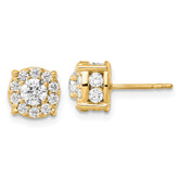 14K Yellow Gold 1 1/2 ct Lab-Created Diamond VS/SI+ G+ Halo Earrings