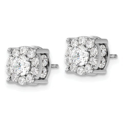 14k White Gold 2 carat Lab Grown Diamond VS/SI+ G+ Complete Round Fashion Halo Post Earrings