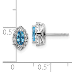 14k White Gold 1/5 carat Lab Grown Diamond VS/SI+ G+ and Blue Topaz December Birthstone Post Earrings