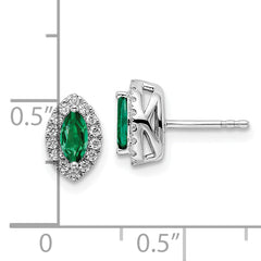 14k White Gold 1/5 carat Lab Grown Diamond VS/SI+ G+ and Lab Created Emerald May Birthstone Post Earrings