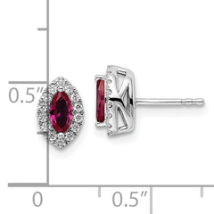 14k White Gold 1/5 carat Lab Grown Diamond VS/SI+ G+ and Lab Created Ruby July Birthstone Post Earrings