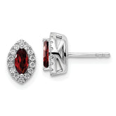 14k White Gold 1/5 carat Lab Grown Diamond VS/SI+ G+ and Garnet January Birthstone Post Earrings
