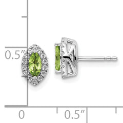 14k White Gold 1/5 carat Lab Grown Diamond VS/SI+ G+ and Peridot August Birthstone Post Earrings