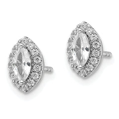 14k White Gold 1/5 carat Lab Grown Diamond VS/SI+ G+ and White Sapphire April Birthstone Post Earrings