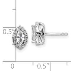 14k White Gold 1/5 carat Lab Grown Diamond VS/SI+ G+ and White Sapphire April Birthstone Post Earrings