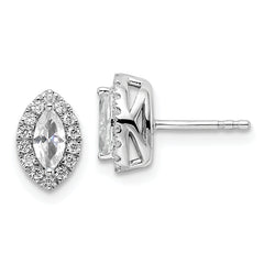 14k White Gold 1/5 carat Lab Grown Diamond VS/SI+ G+ and White Sapphire April Birthstone Post Earrings
