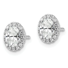 14k White Gold 1 1/5 carat Lab Grown Diamond VS/SI+ G+ Oval Halo Stud Earrings