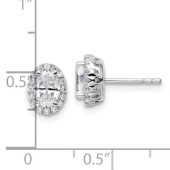 14k White Gold 1 1/5 carat Lab Grown Diamond VS/SI+ G+ Oval Halo Stud Earrings