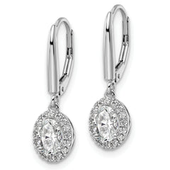 14k White Gold 1 1/5 carat Lab Grown Diamond VS/SI+ G+ Complete Oval Drop Leverback Earrings
