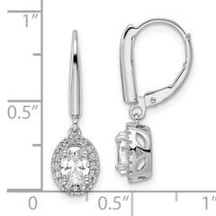 14k White Gold 1 1/5 carat Lab Grown Diamond VS/SI+ G+ Complete Oval Drop Leverback Earrings