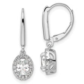 14k White Gold 1 1/5 carat Lab Grown Diamond VS/SI+ G+ Complete Oval Drop Leverback Earrings