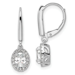 14k White Gold 1 1/5 carat Lab Grown Diamond VS/SI+ G+ Complete Oval Drop Leverback Earrings