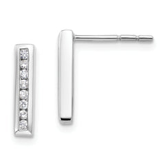 14k White Gold 1/6 carat Lab Grown Diamond VS/SI+ G+ Complete Vertical Bar Post Earrings
