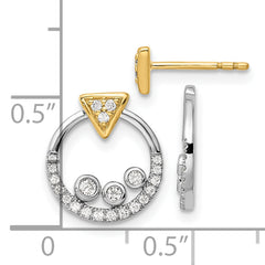 14k Two Tone 1/4 carat Lab Grown Diamond VS/SI+ G+ Complete Triangle Post Earrings with Circle Dangle Earring Jacket