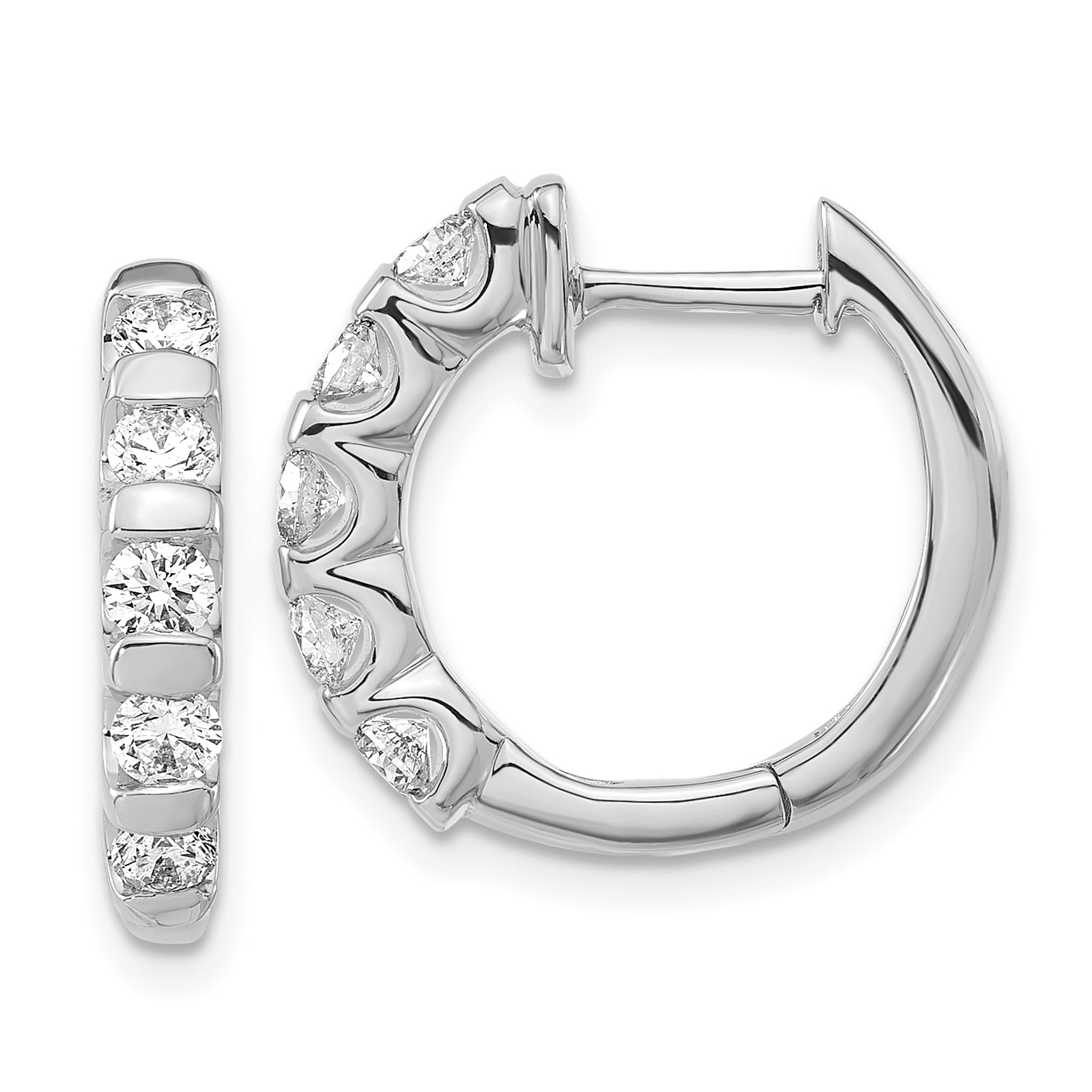 14k White Gold 1 1/3 carat Lab Grown Diamond VS/SI+ G+ Complete Bar Set Hinged Hoop Earrings