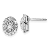 14k White Gold 1/2 carat Lab Grown Diamond VS/SI+ G+ Complete Oval Halo Post Earrings
