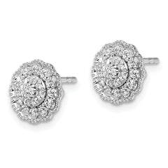 14k White Gold 1/2 carat Lab Grown Diamond VS/SI+ G+ Complete Halo Post Earrings