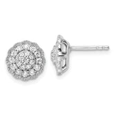 14k White Gold 1/2 carat Lab Grown Diamond VS/SI+ G+ Complete Halo Post Earrings