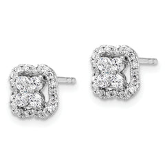 14k White Gold 1/2 carat Lab Grown Diamond VS/SI+ G+ Complete Square Halo Post Earrings