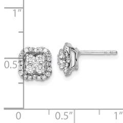 14k White Gold 1/2 carat Lab Grown Diamond VS/SI+ G+ Complete Square Halo Post Earrings