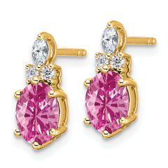 14K Polish Diamond & Lab Created Pink Sapphire Twist Post Earrings
