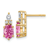14K Polish Diamond & Lab Created Pink Sapphire Twist Post Earrings