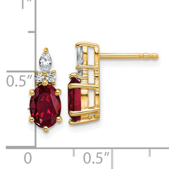 14K Polished Diamond and Lab Created Ruby Twisted Post Earrings