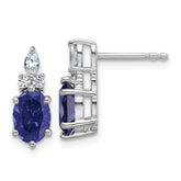 14K White Gold Polish Diamond and Lab Created Sapphire Twisted Post Earring
