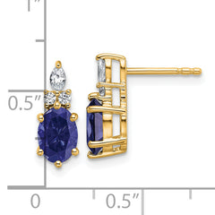 14K Polish Diamond and Lab Created Sapphire Twisted Post Earrings