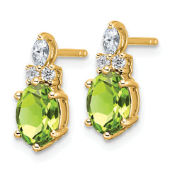 14K Polished Diamond and Peridot Twisted Post Earrings