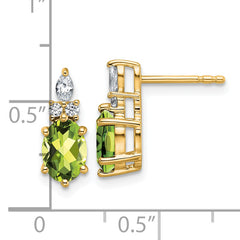 14K Polished Diamond and Peridot Twisted Post Earrings