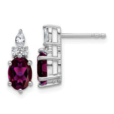 14K White Gold Polished Diamond and Rhodolite Garnet Twisted Post Earrings