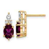 14K Polished Diamond and Rhodolite Garnet Twisted Post Earrings