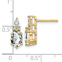 14K Polished Diamond and White Topaz Twisted Post Earrings