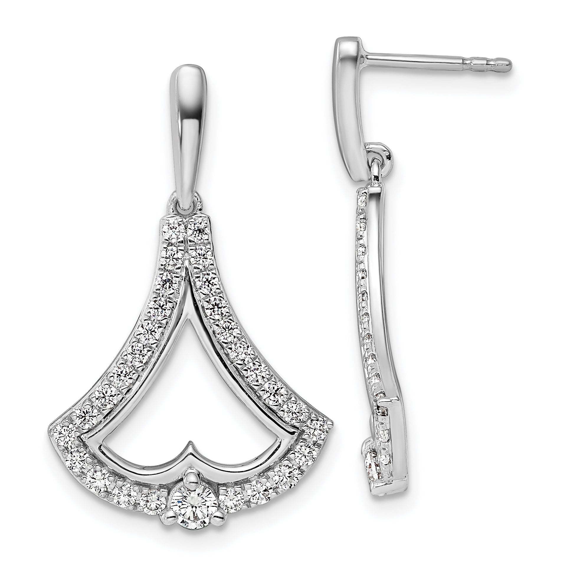14k White Gold 1 carat Lab Grown Diamond VS/SI+ G+ Post Dangle Earrings