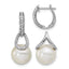 Diamond & Pearl Hoop Dangle Earrings in 14K White Gold, 24mm (.41 ct. tw.) - Sophia Jewelers