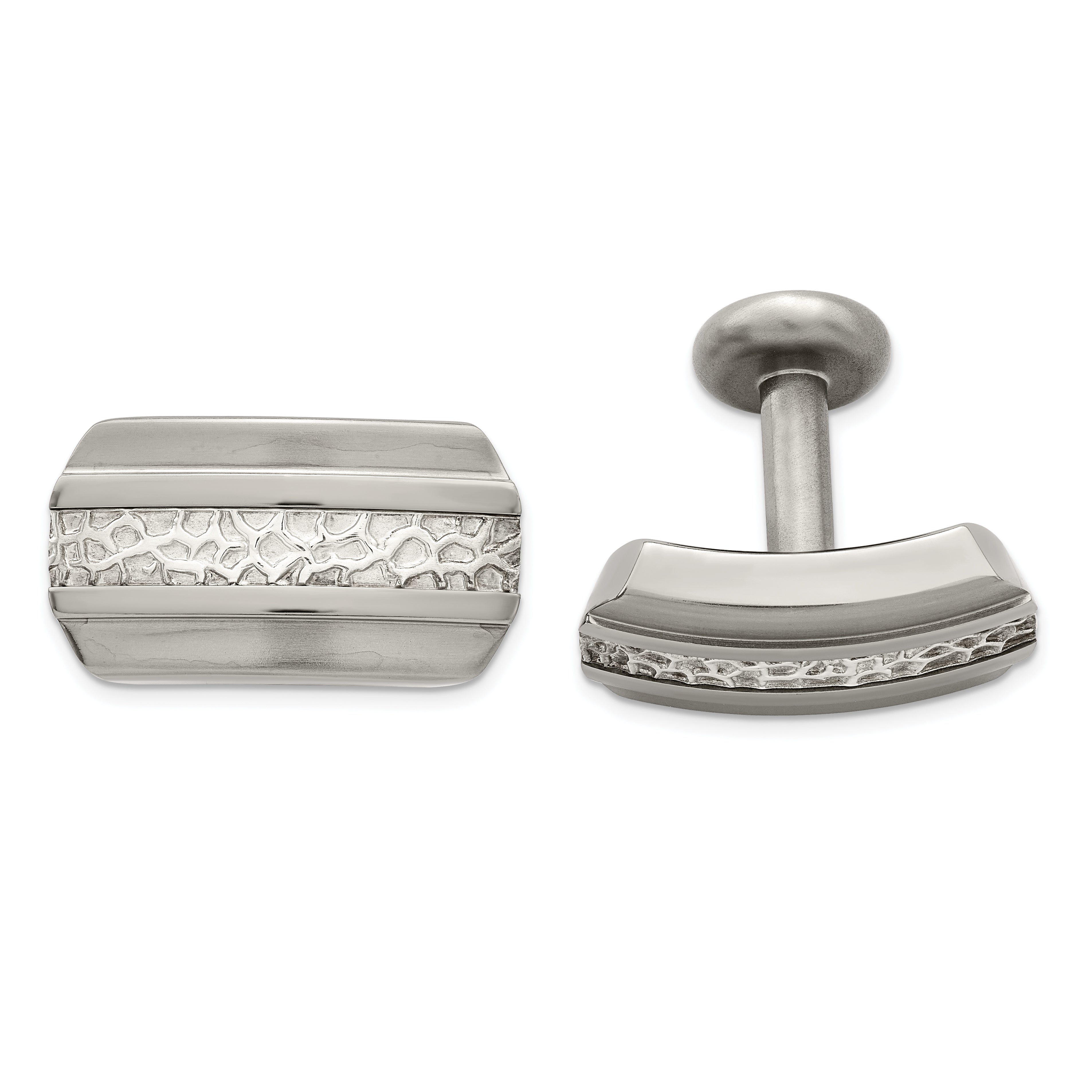 Edward Mirell Titanium & Sterling Silver Brushed& Polished Cufflinks