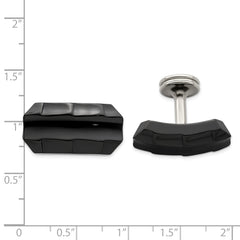 Edward Mirell Black Ti Faceted Edges Polished Cufflinks