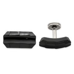 Edward Mirell Black Ti Faceted Edges Polished Cufflinks