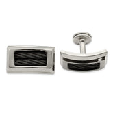 Edward Mirell Titanium & Black Memory Cable Polished Cufflinks