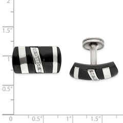 Edward Mirell Black Ti & Sterling Silver .19 ctw Diamond Cufflinks