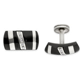 Edward Mirell Black Ti & Sterling Silver .19 ctw Diamond Cufflinks