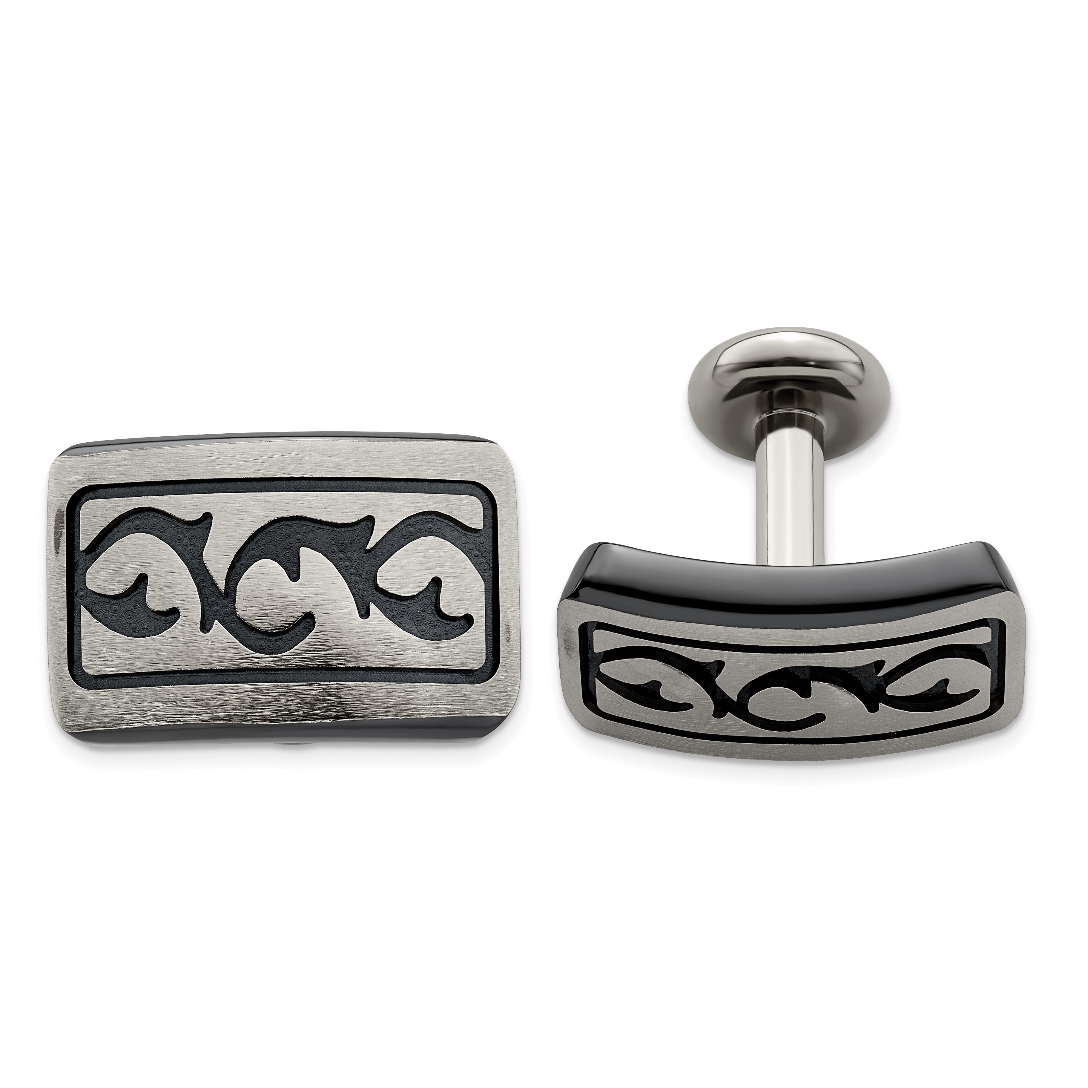 Edward Mirell Black Ti &Titanium Brushed Cufflinks