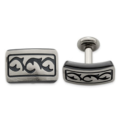 Edward Mirell Black Ti &Titanium Brushed Cufflinks