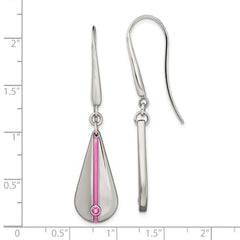 Edward Mirell Titanium Pink Anodized with Pink Sapphire Teardrop Earrings