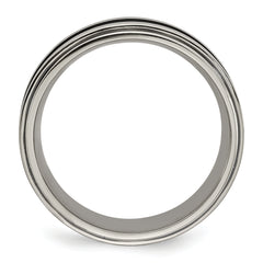 Edward Mirell Titanium Grooved Blue Anodized Flat 7.5mm Band