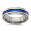 Edward Mirell Gray Titanium with Blue Anodized Stripe Flat Grooved Step Edge 7mm Band - Sophia Jewelers